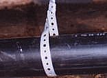 strapped sewer line strapped